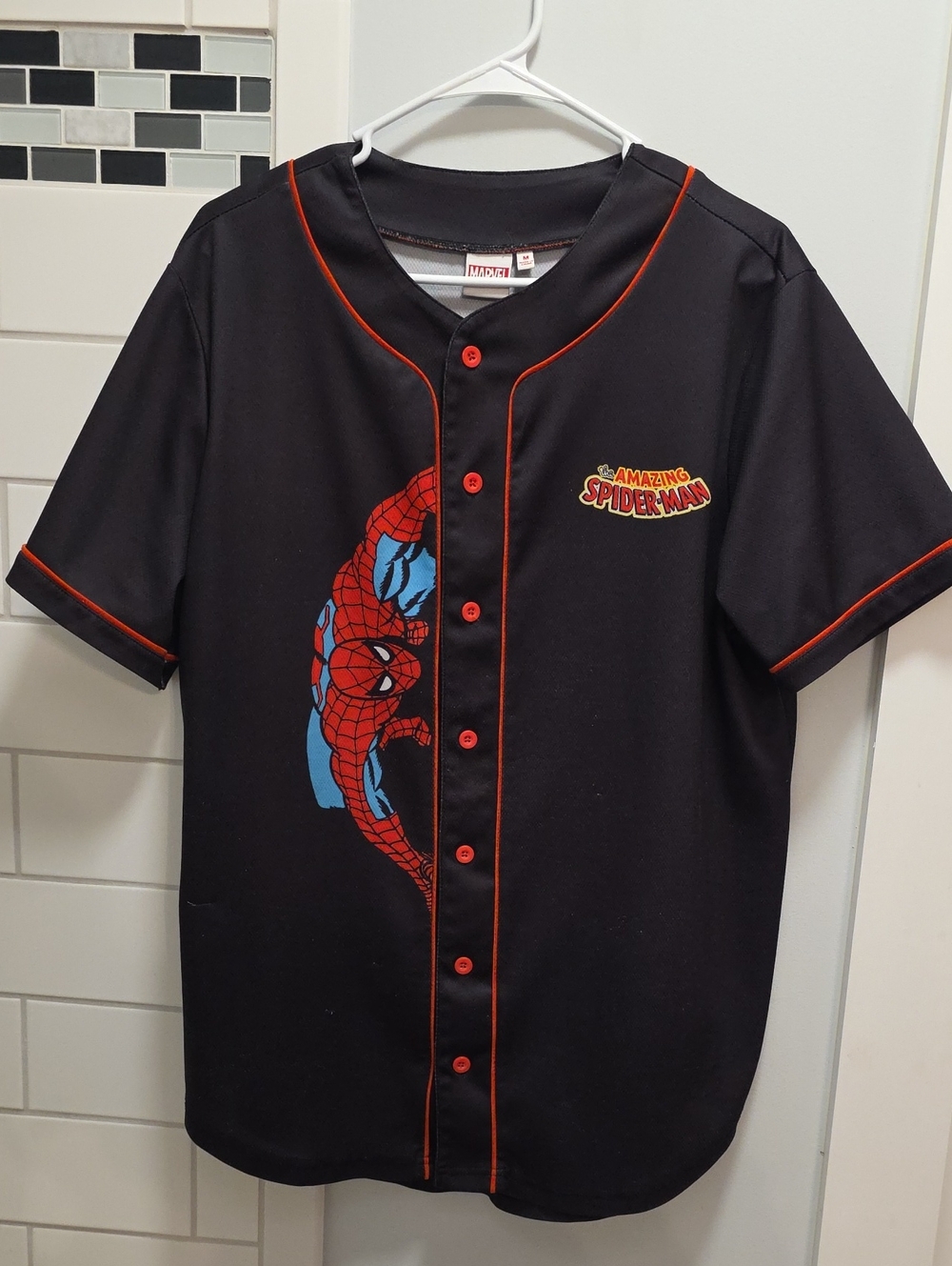 Marvel Black and Red Spider-Man Button-Up Casual Shirt